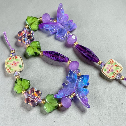 Exclusive Bead Bungalow Mix - Butterflies and Flowers, Nature Theme Glass Beads (CBF418.03)