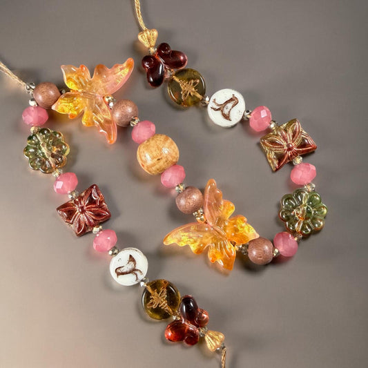 Exclusive Bead Bungalow Mix - Butterflies and Flowers, Nature Theme Glass Beads (CBF418.05)
