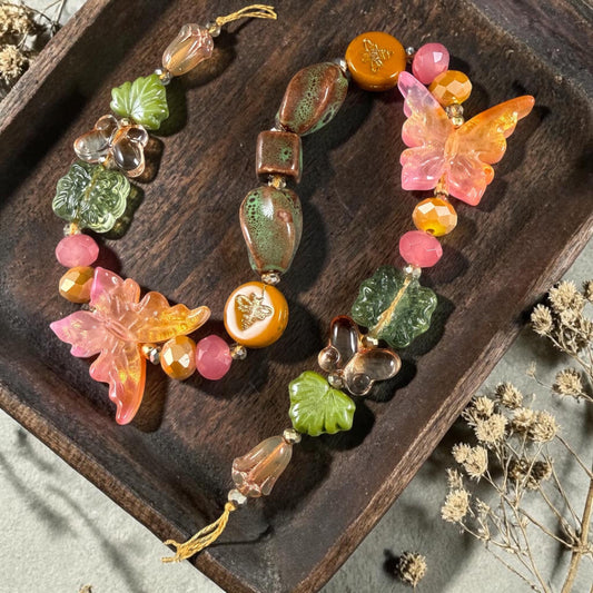 Exclusive Bead Bungalow Mix - Butterflies, Bees and Flowers, Nature Theme Glass Beads (CBF418.08)