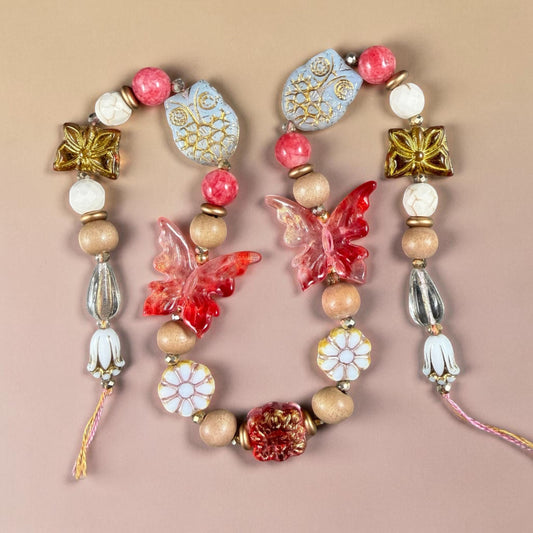 Exclusive Bead Bungalow Mix - Butterflies, Owls and Flowers, Nature Theme Glass Beads (CBF418.14)