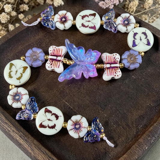 Exclusive Bead Bungalow Mix - Butterflies and Flowers, Nature Theme Glass Beads (CBF418.19)