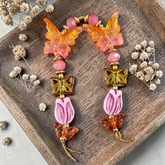 Exclusive Bead Bungalow Mix - Butterflies and Flowers, Nature Theme Glass Beads (CBF418.01)