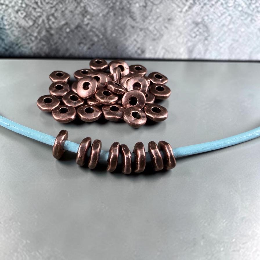 TierraCast 6.5mm Organic Rondelle with Large 2mm Hole, Antiqued Copper Plated (PF/409-87) * 20 Beads