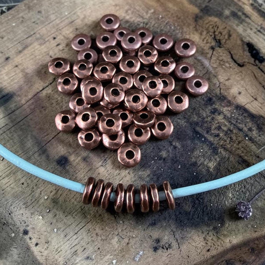 TierraCast 6.5mm Organic Rondelle with Large 2mm Hole, Antiqued Copper Plated (PF/409-87) * 20 Beads