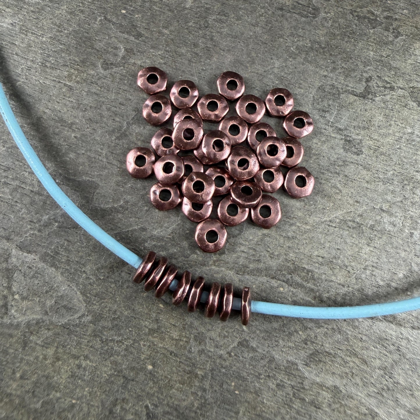 TierraCast 6.5mm Organic Rondelle with Large 2mm Hole, Antiqued Copper Plated (PF/409-87) * 20 Beads