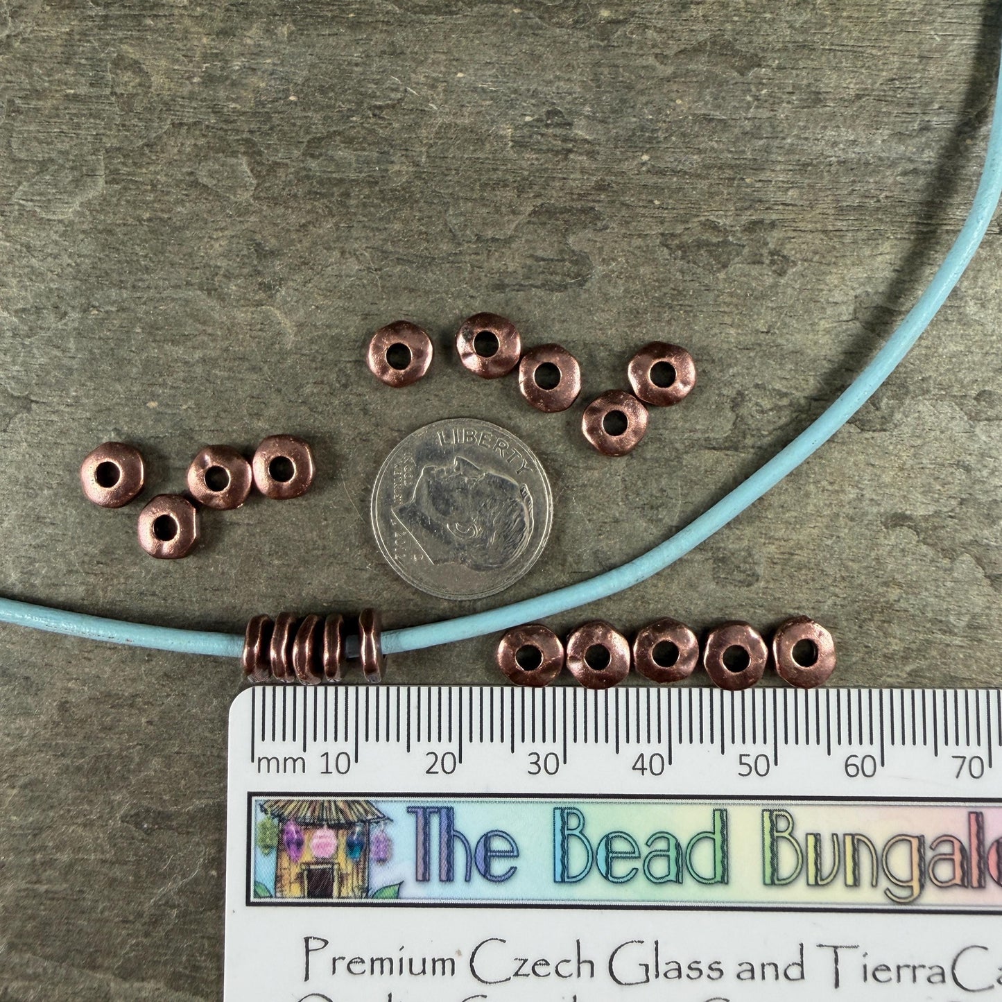 TierraCast 6.5mm Organic Rondelle with Large 2mm Hole, Antiqued Copper Plated (PF/409-87) * 20 Beads
