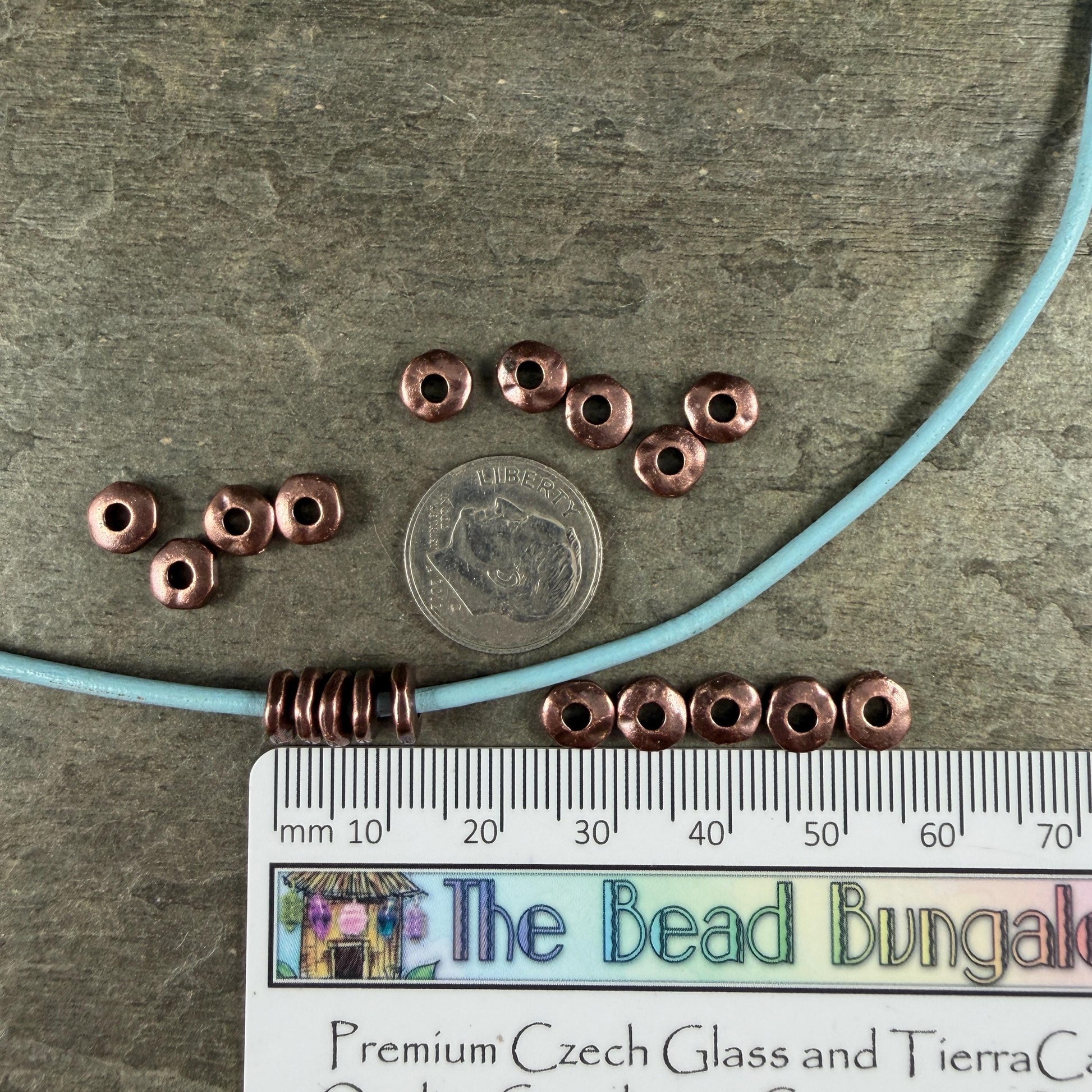 TierraCast 6.5mm Organic Rondelle with Large 2mm Hole, Antiqued Copper Plated (PF/409-87) * 20 Beads