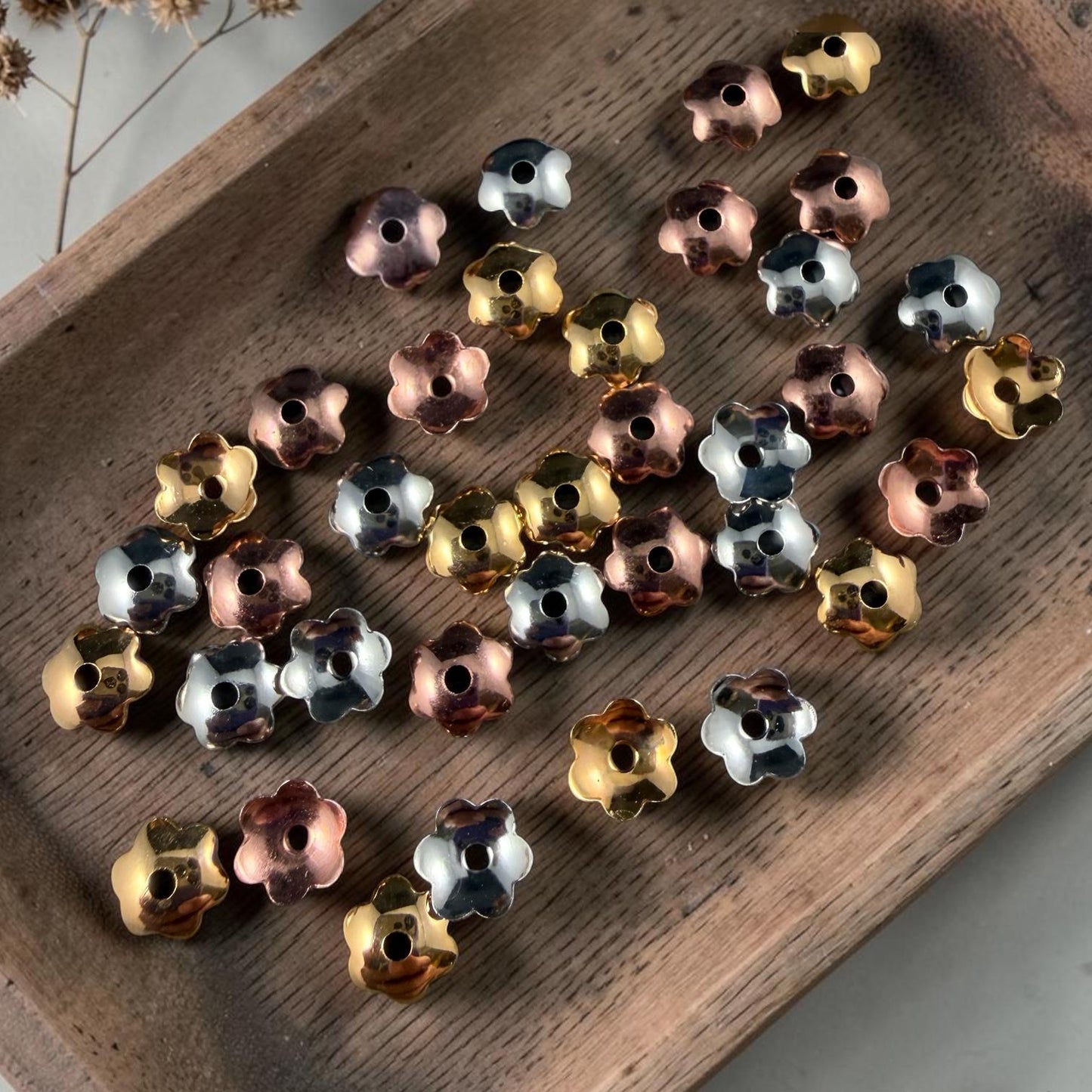 6mm Smooth Petal Bead Caps - Copper Plated, Gold Plated or Silver Plated (BC-7267) * Qty. 36