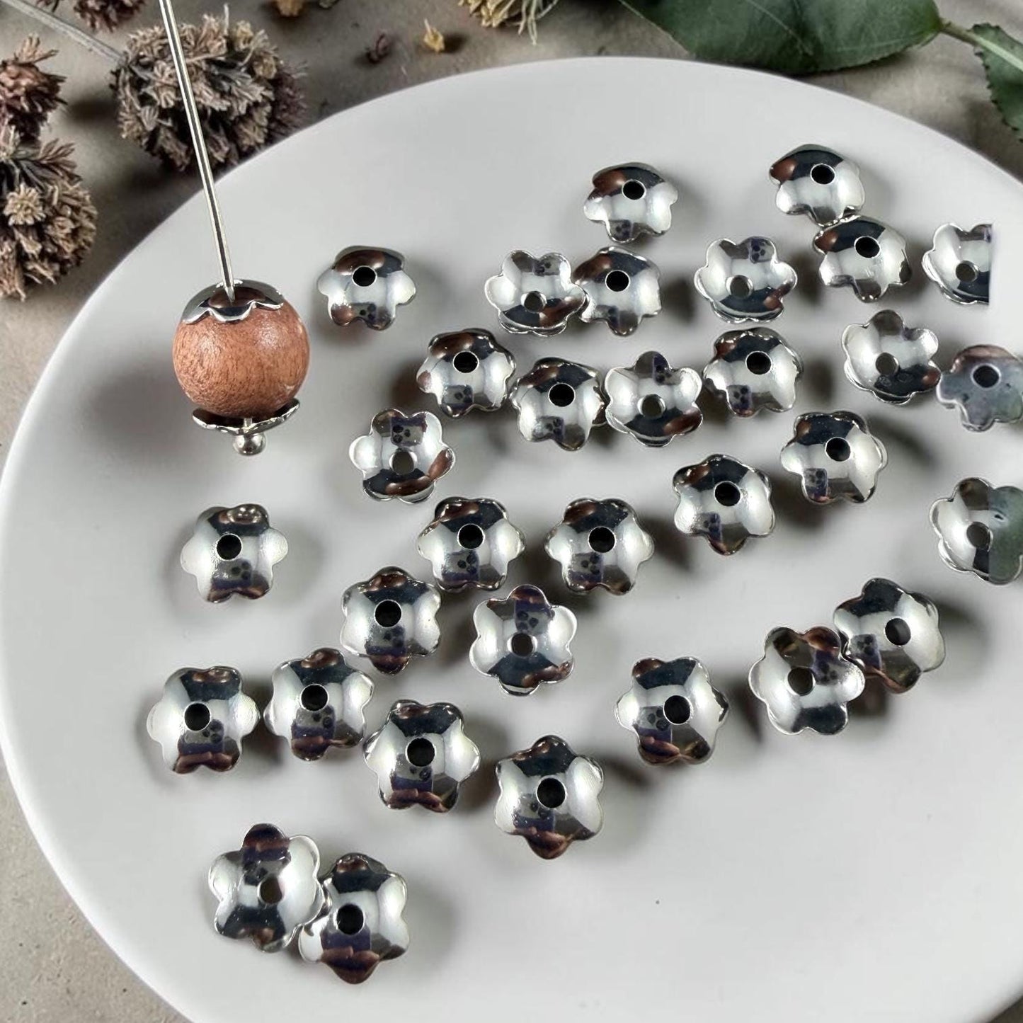 6mm Smooth Petal Bead Caps - Copper Plated, Gold Plated or Silver Plated (BC-7267) * Qty. 36