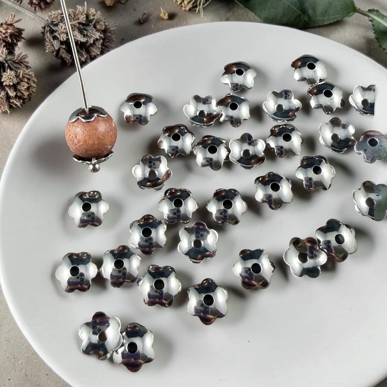 6mm Smooth Petal Bead Caps - Copper Plated, Gold Plated or Silver Plated (BC-7267) * Qty. 36