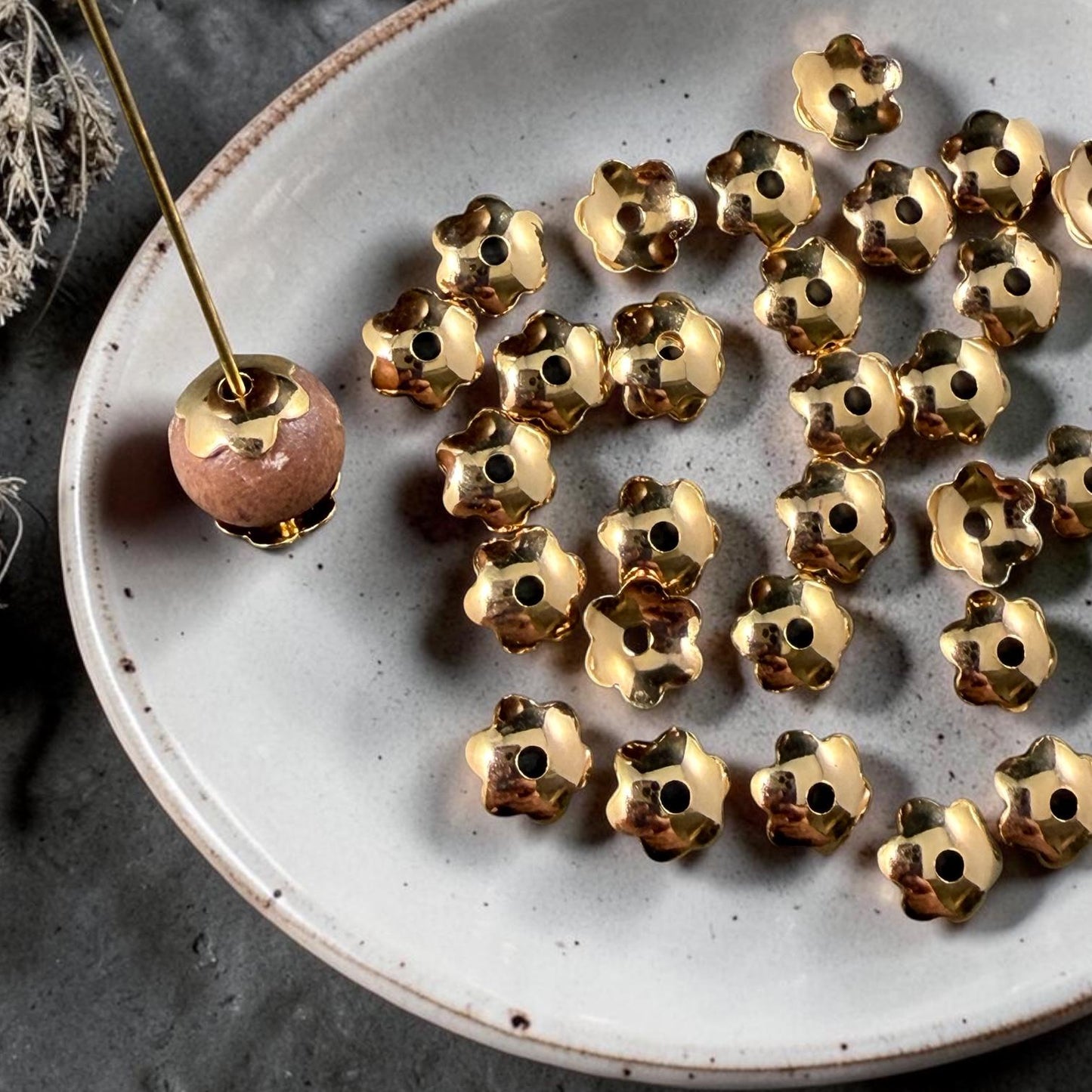 6mm Smooth Petal Bead Caps - Copper Plated, Gold Plated or Silver Plated (BC-7267) * Qty. 36