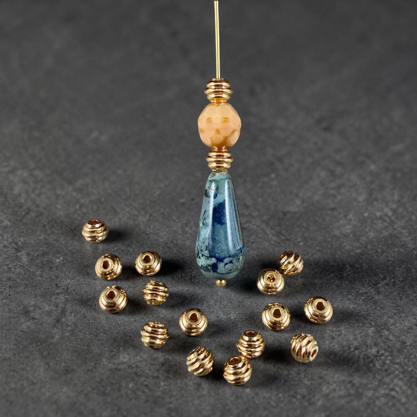 4x5mm Stepped Bicone Bead, Nickel Free, 24k Gold Plated Brass (PF/971-50-12) * Qty. 20