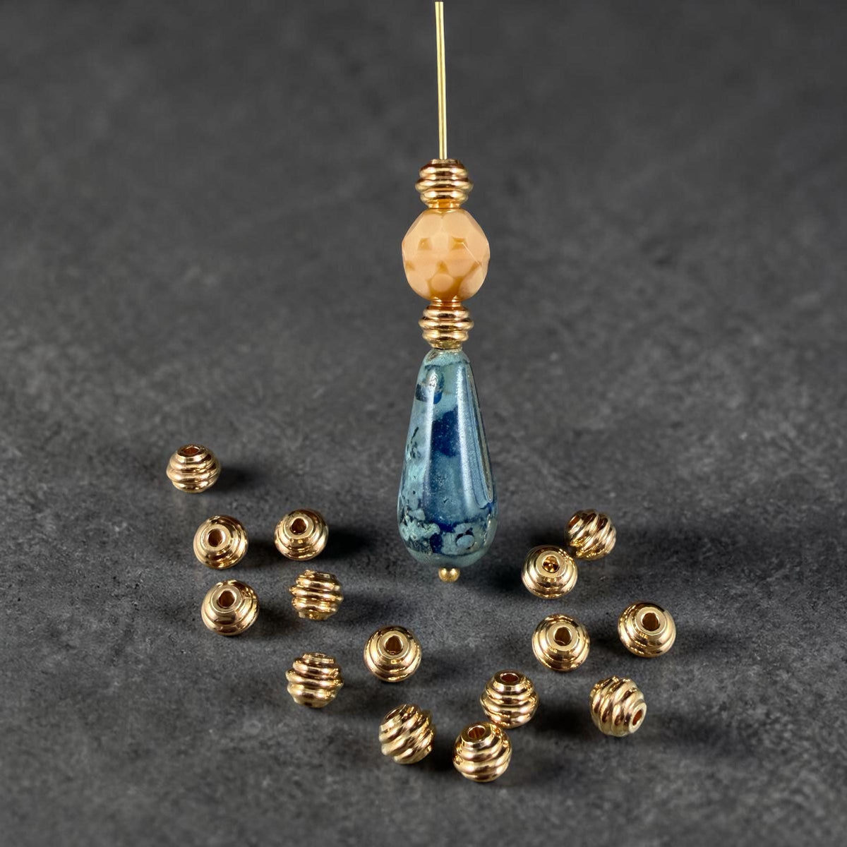 4x5mm Stepped Bicone Bead, Nickel Free, 24k Gold Plated Brass (PF/971-50-12) * Qty. 20