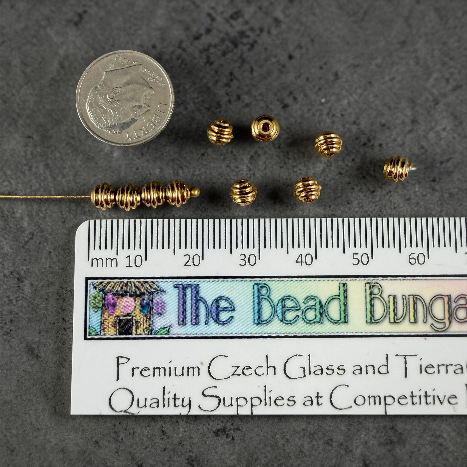 4x5mm Stepped Bicone Bead, Nickel Free, 24k Gold Plated Brass (PF/971-50-12) * Qty. 20