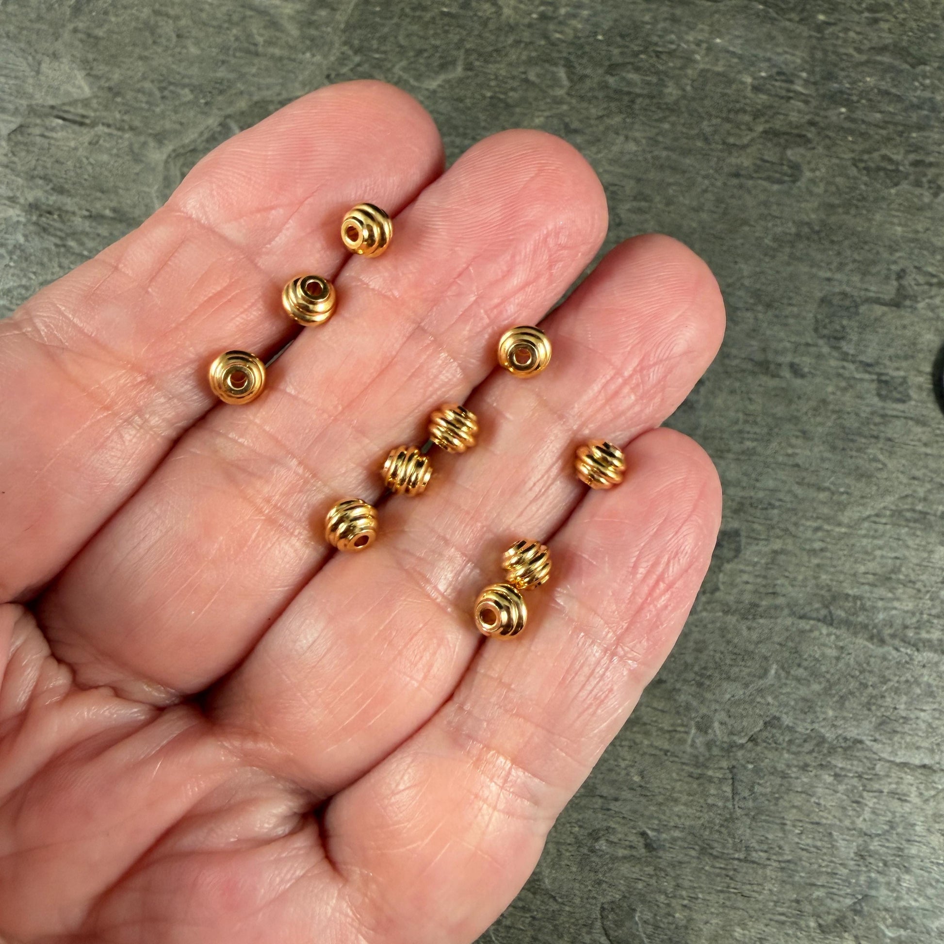 4x5mm Stepped Bicone Bead, Nickel Free, 24k Gold Plated Brass (PF/971-50-12) * Qty. 20
