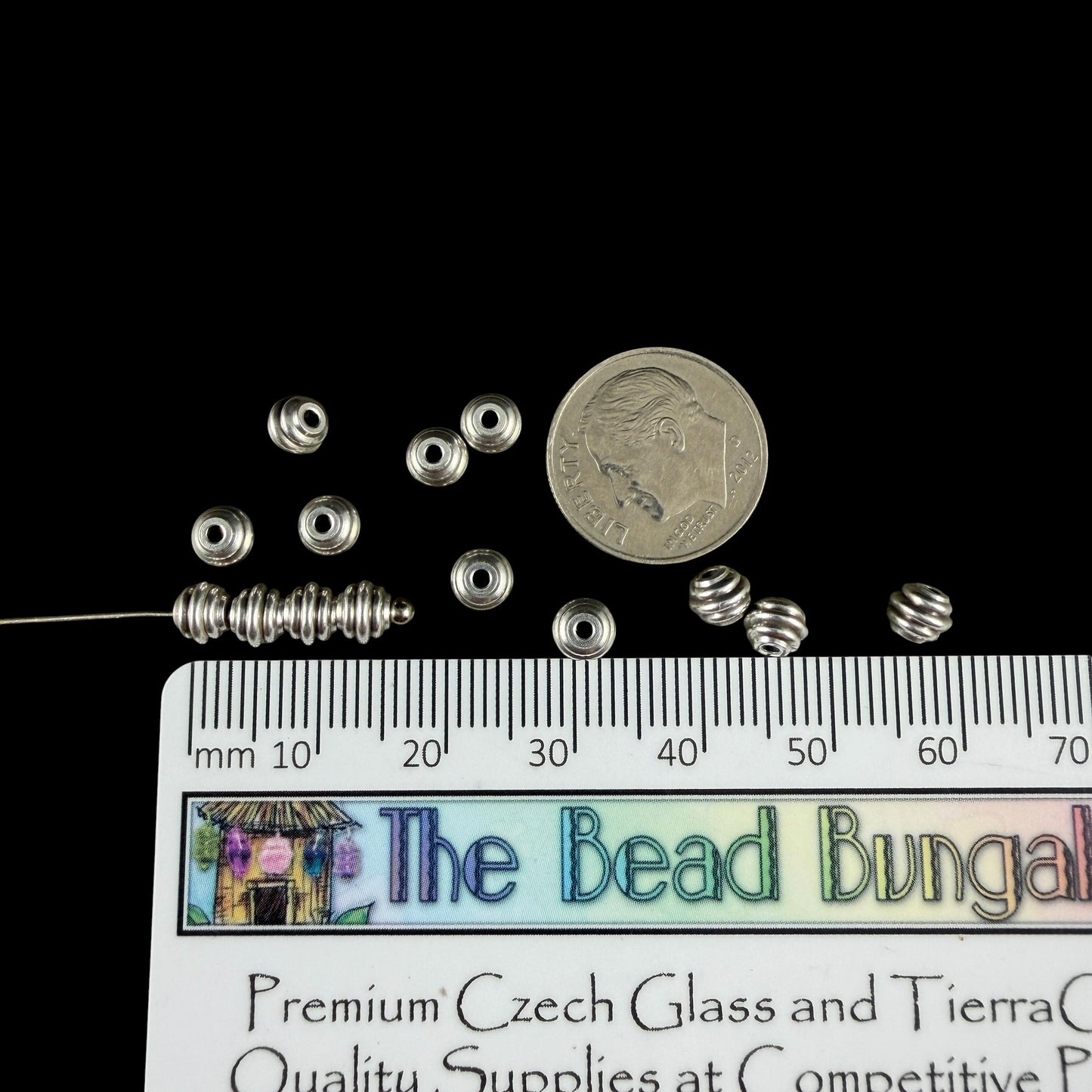 4x5mm Stepped Bicone Bead, Antiqued Silver Plated Brass (PF/971-50-77) * Qty. 20