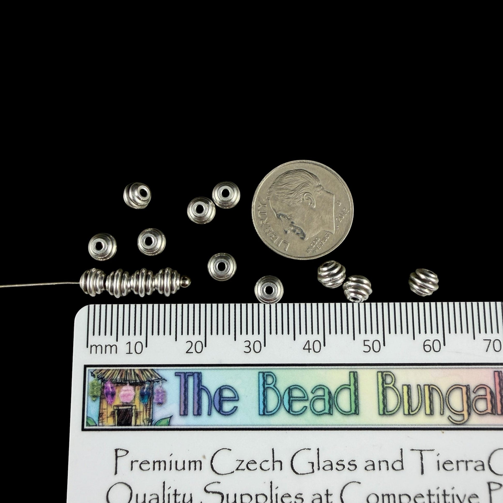 4x5mm Stepped Bicone Bead, Antiqued Silver Plated Brass (PF/971-50-77) * Qty. 20