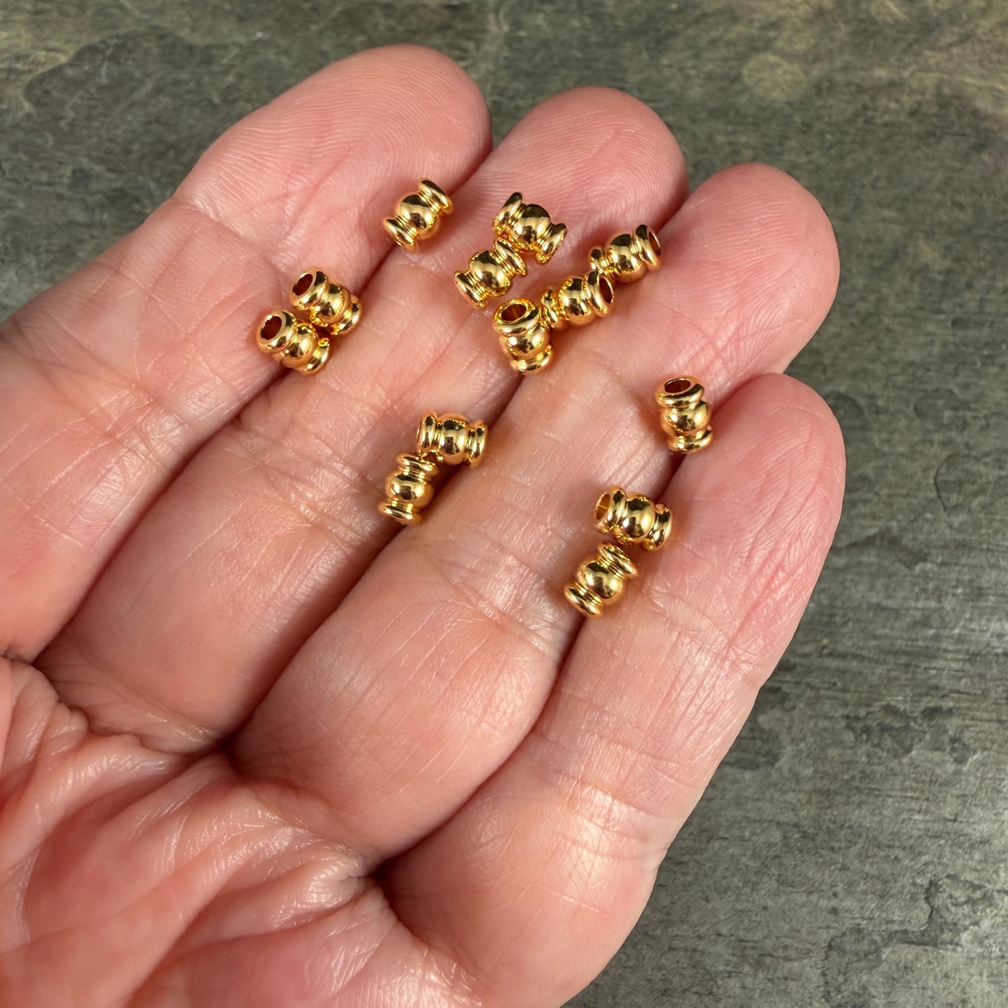 5x4mm Contoured Tube Bead, Nickel Free, 24k Gold Plated Brass (PF/951-40-12) * Qty. 20