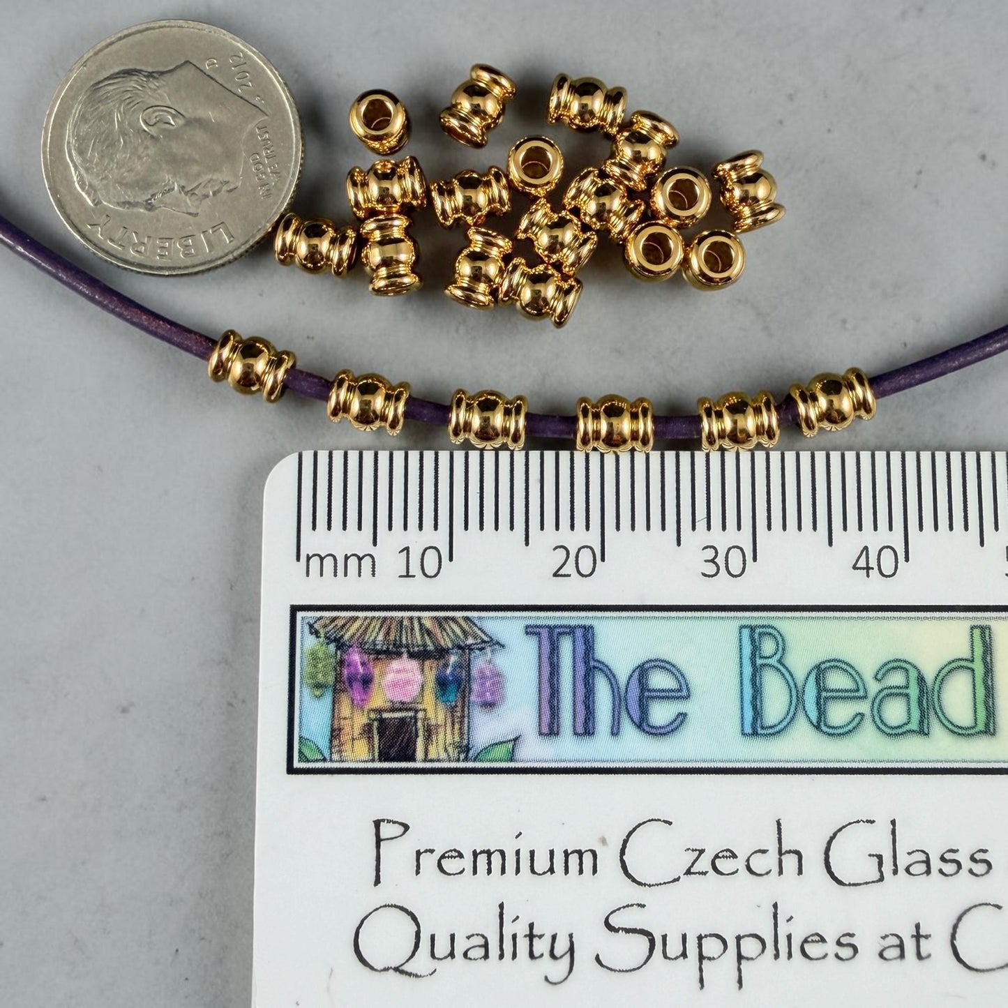5x4mm Contoured Tube Bead, Nickel Free, 24k Gold Plated Brass (PF/951-40-12) * Qty. 20