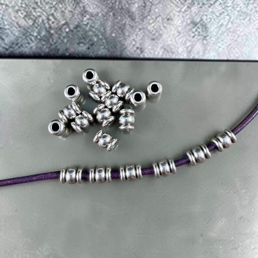 5x4mm Contoured Tube Bead, Antiqued Silver Plated Brass (PF/951-40-77) * Qty. 20