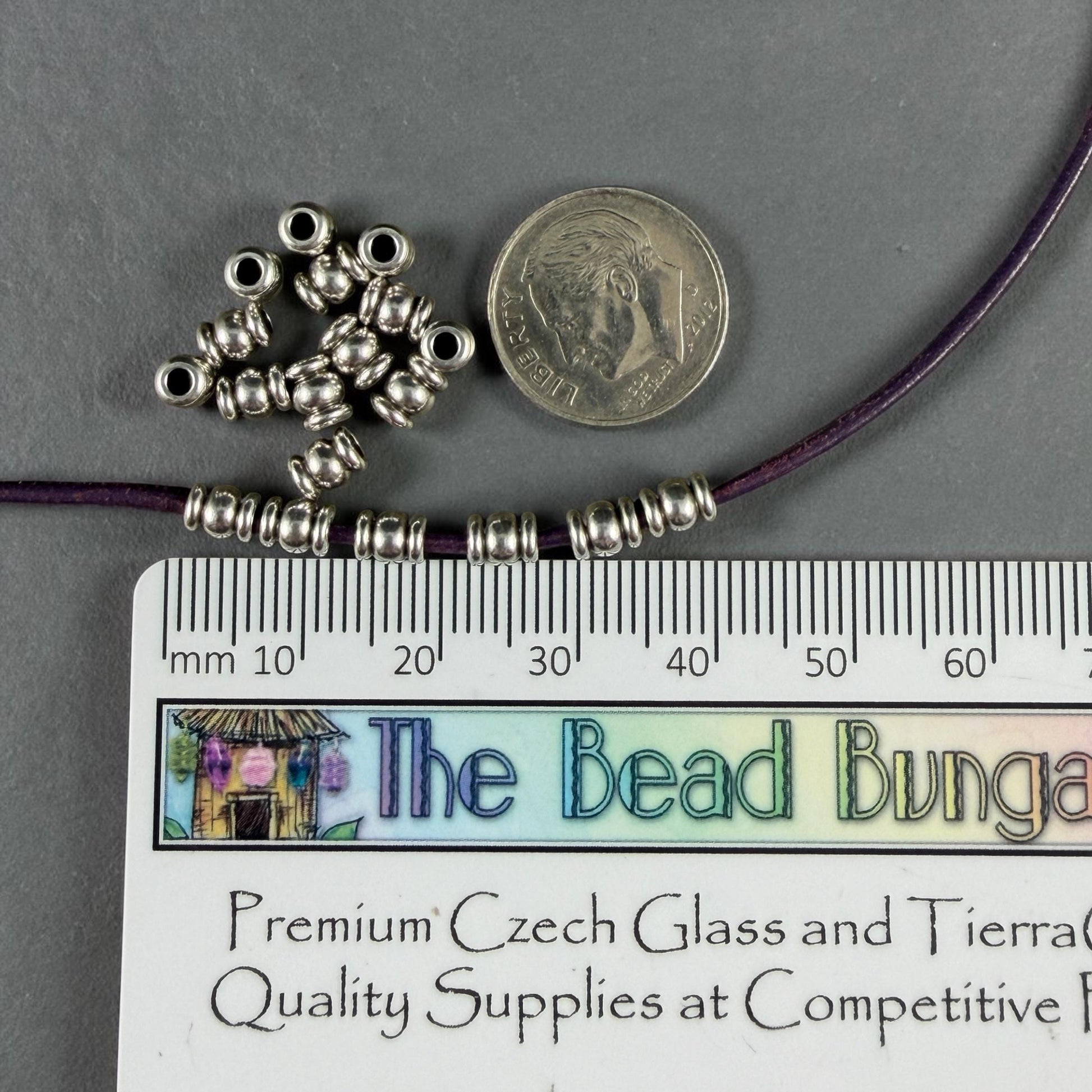 5x4mm Contoured Tube Bead, Antiqued Silver Plated Brass (PF/951-40-77) * Qty. 20