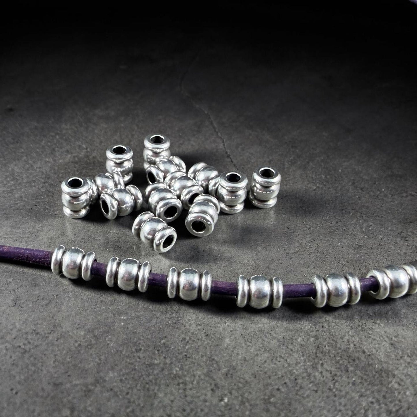 5x4mm Contoured Tube Bead, Antiqued Silver Plated Brass (PF/951-40-77) * Qty. 20