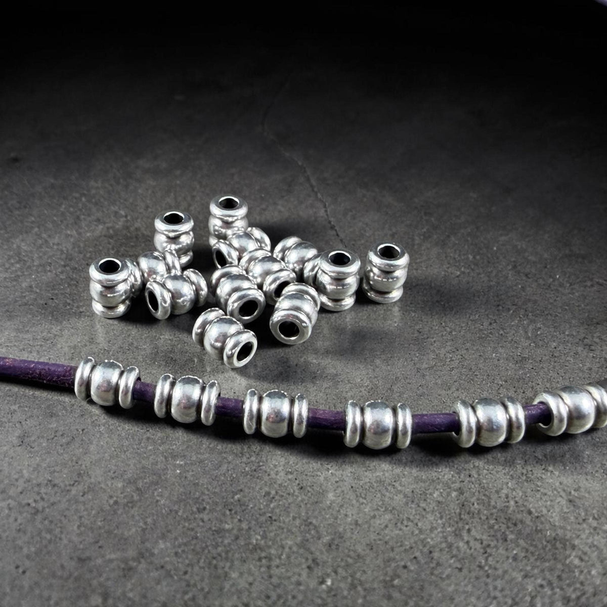 5x4mm Contoured Tube Bead, Antiqued Silver Plated Brass (PF/951-40-77) * Qty. 20