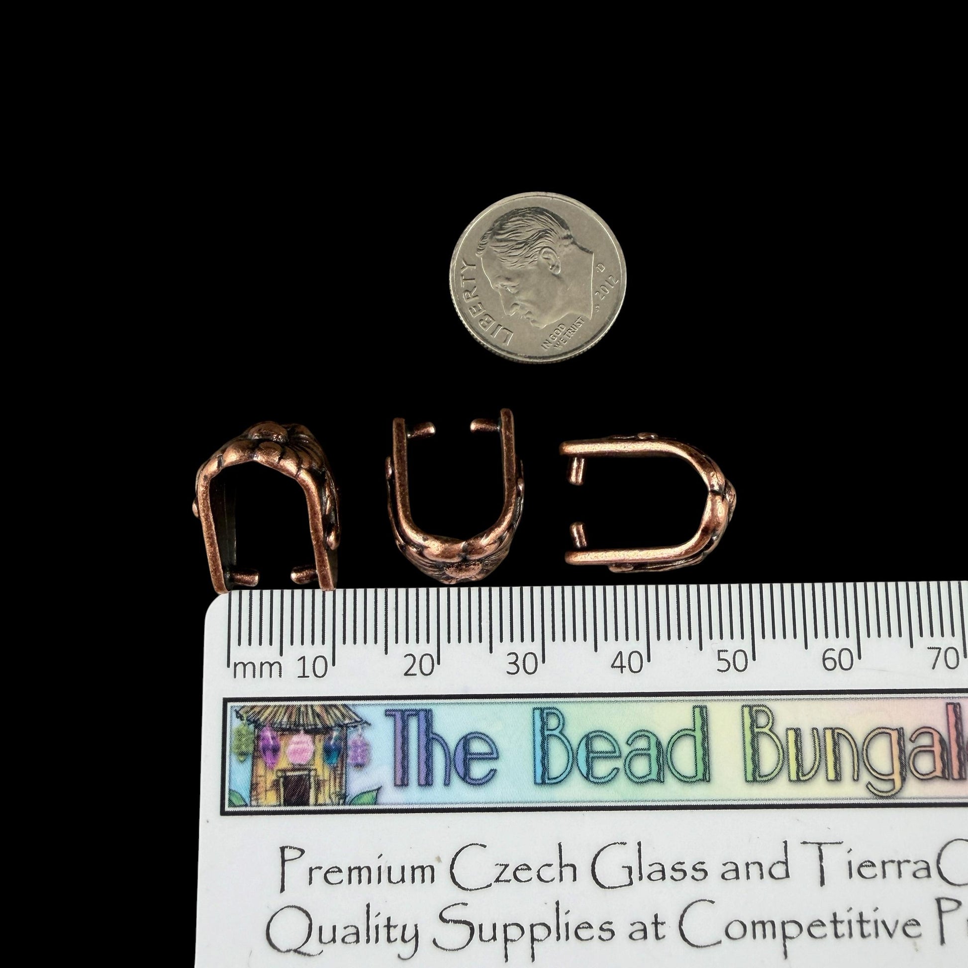 TierraCast 16mm Blossom Pinch Bail, Antiqued Copper Plated (PF/910-87) * Qty. 2