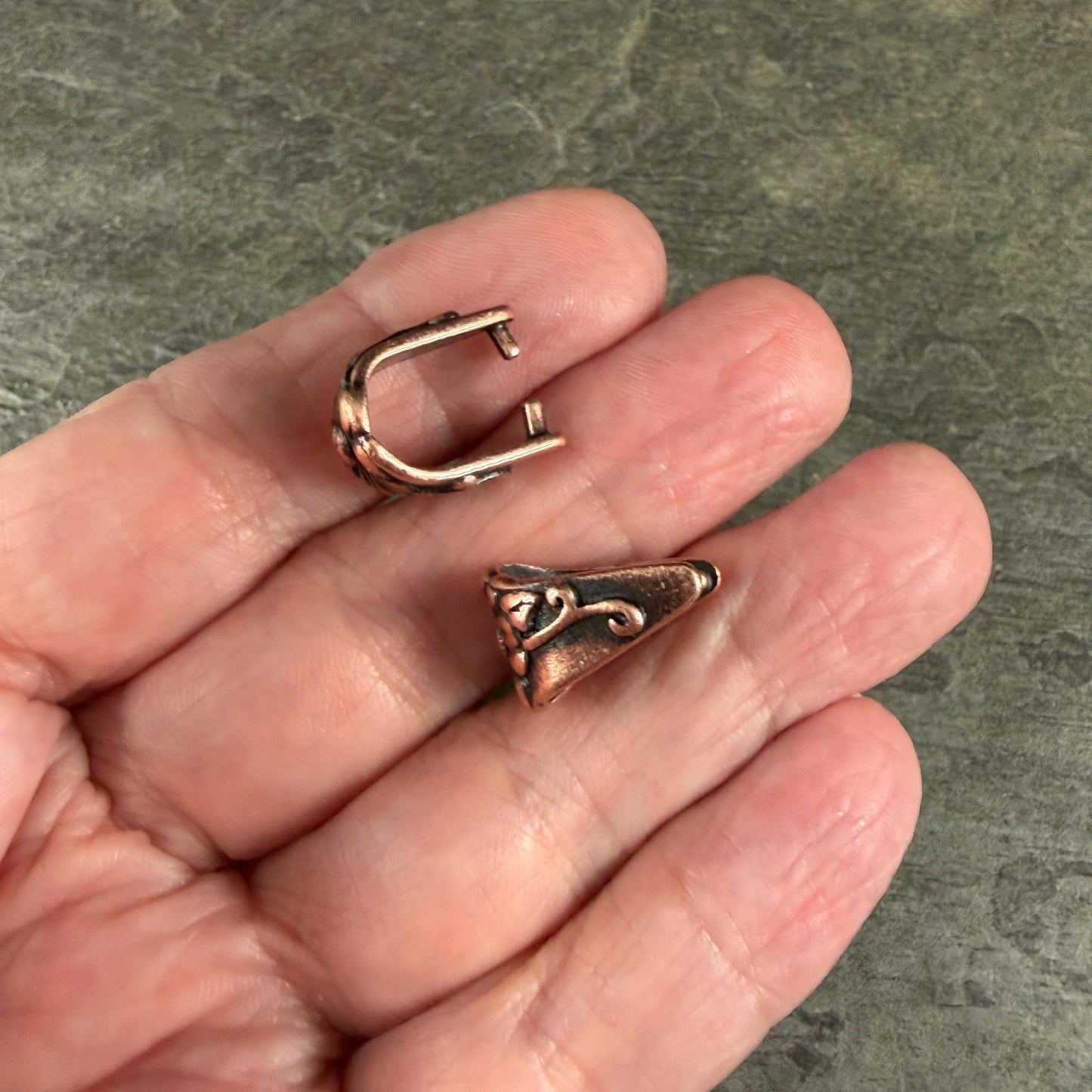 TierraCast 16mm Blossom Pinch Bail, Antiqued Copper Plated (PF/910-87) * Qty. 2