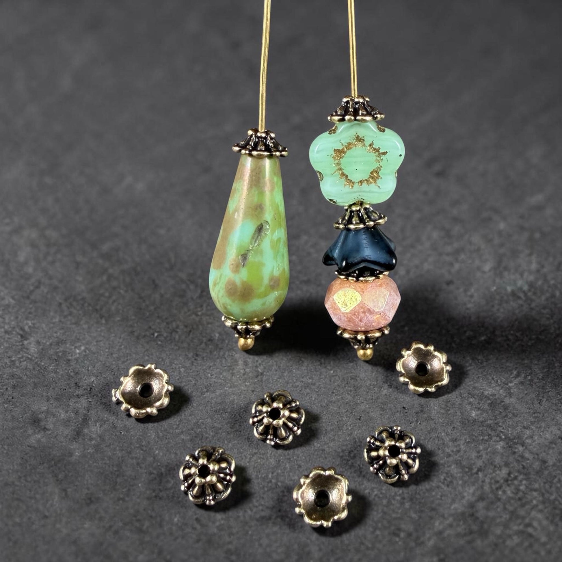 TierraCast Tiffany 6mm Bead Caps, Antiqued Brass Plated (PF/779-57) * Qty. 20