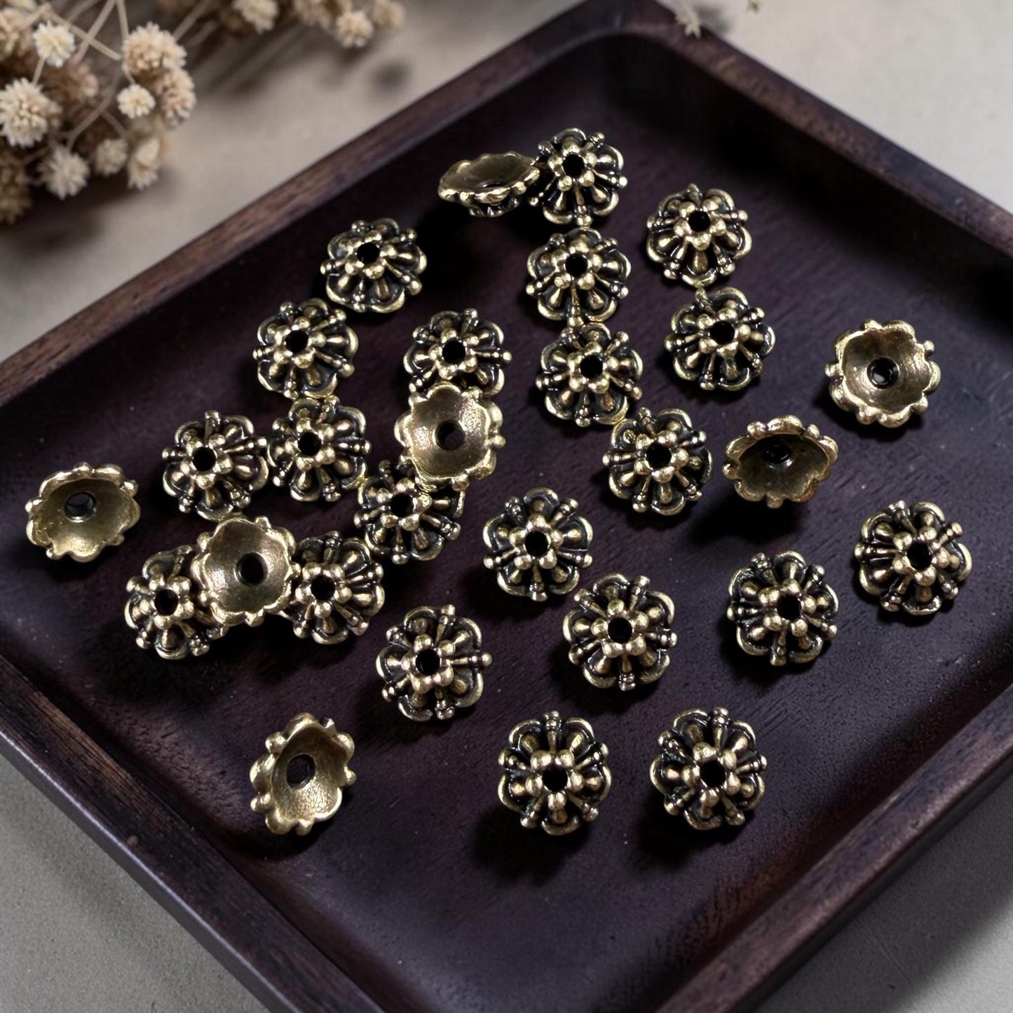TierraCast Tiffany 6mm Bead Caps, Antiqued Brass Plated (PF/779-57) * Qty. 20