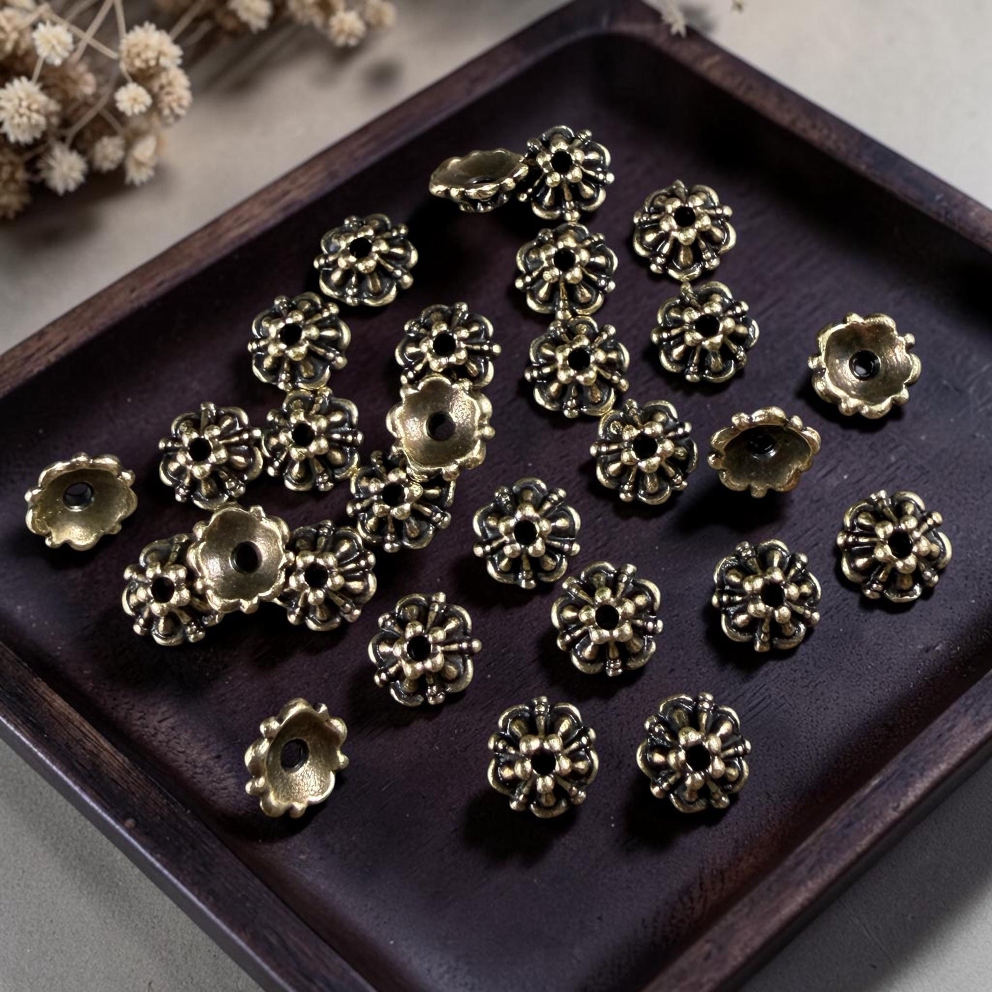 TierraCast Tiffany 6mm Bead Caps, Antiqued Brass Plated (PF/779-57) * Qty. 20