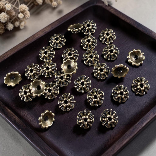 TierraCast Tiffany 6mm Bead Caps, Antiqued Brass Plated (PF/779-57) * Qty. 20