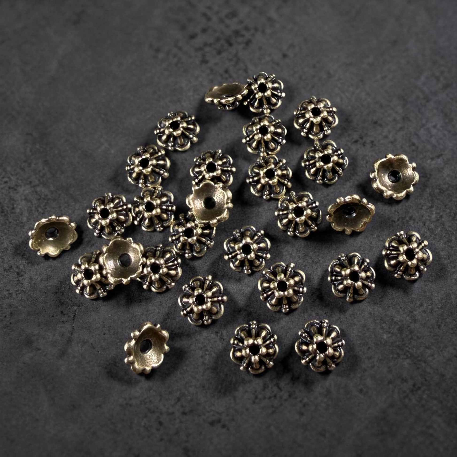 TierraCast Tiffany 6mm Bead Caps, Antiqued Brass Plated (PF/779-57) * Qty. 20