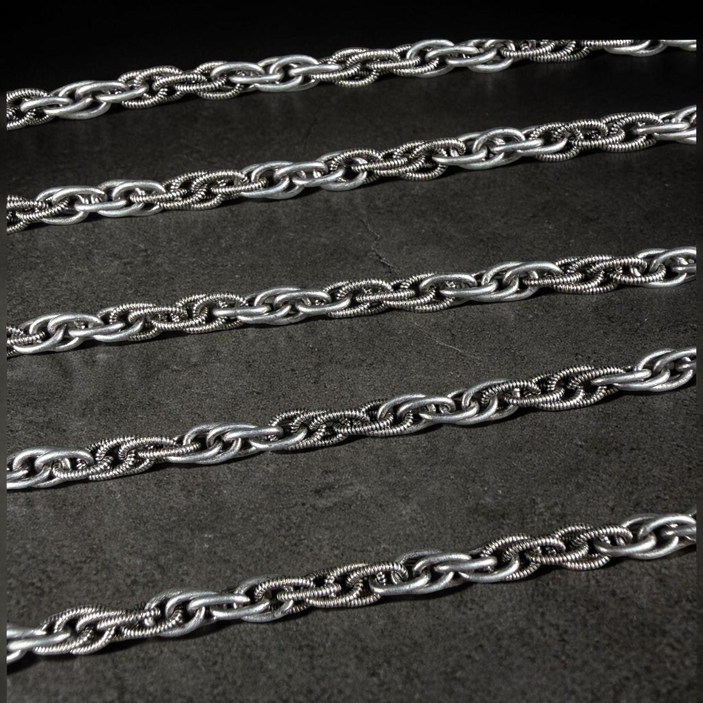 Chain by the Foot - 3mm Spiga Rope Spiral Chain - Antiqued Silver Plated Brass (CH-870AS) * 18" Length