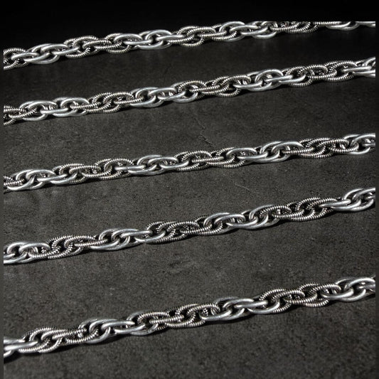 Chain by the Foot - 3mm Spiga Rope Spiral Chain - Antiqued Silver Plated Brass (CH-870AS) * 18" Length