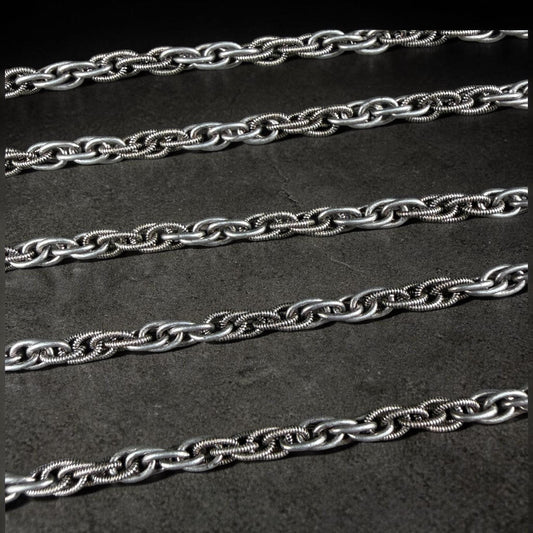 Chain by the Foot - 3mm Spiga Rope Spiral Chain - Antiqued Silver Plated Brass (CH-870AS) * 18" Length