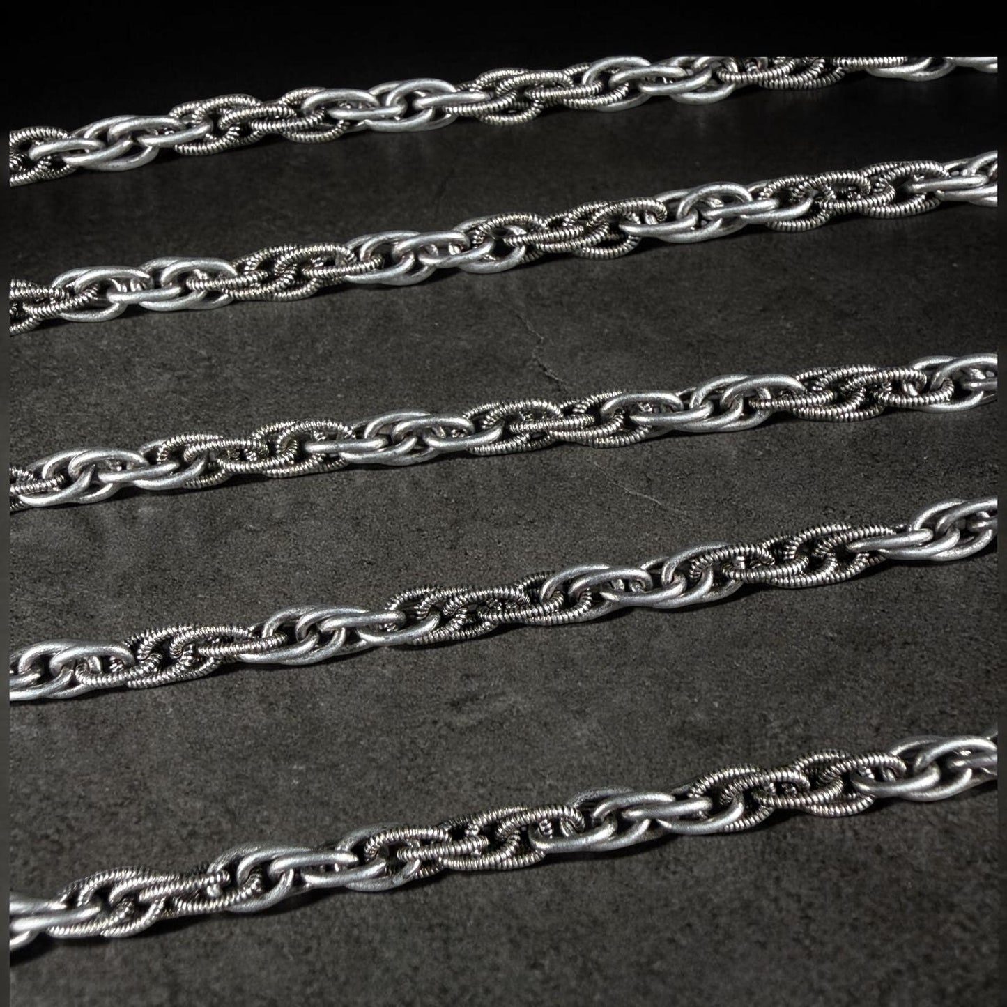 Chain by the Foot - 3mm Spiga Rope Spiral Chain - Antiqued Silver Plated Brass (CH-870AS) * 18" Length