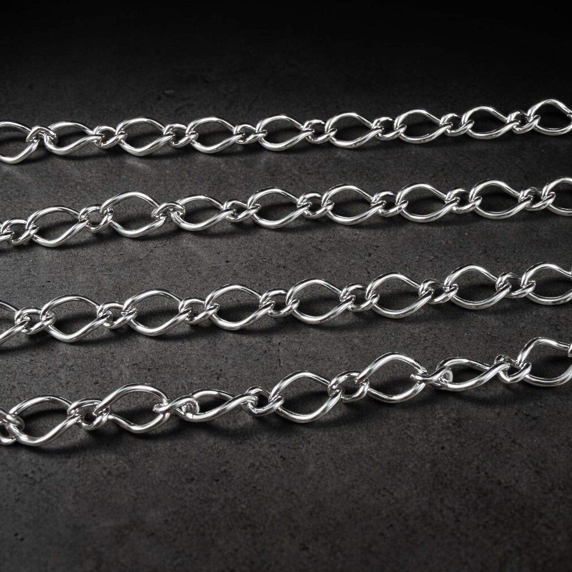 Chain by the Foot - 304 Stainless Steel Figaro Chain, 8x11mm Unwelded Links, Platinum Color (A016-74P-A) * 1 Yard