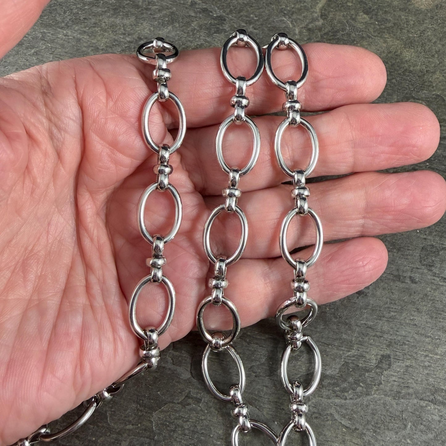 Chain by the Foot - Large Oval Statement Chain, Unwelded 16x11x2mm Iron Links, Platinum Color (T005-04P) * 1 Yard