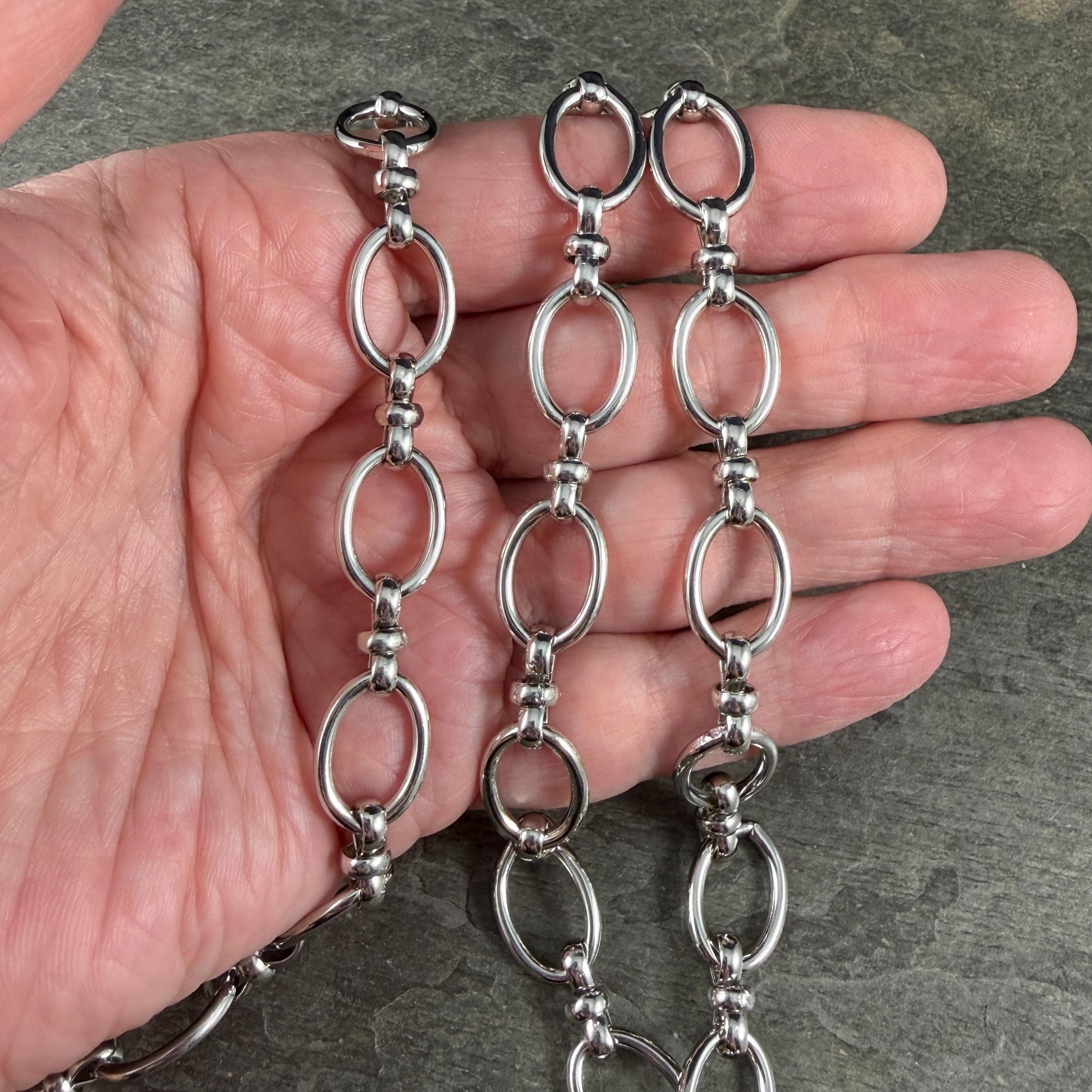 Chain by the Foot - Large Oval Statement Chain, Unwelded 16x11x2mm Iron Links, Platinum Color (T005-04P) * 1 Yard