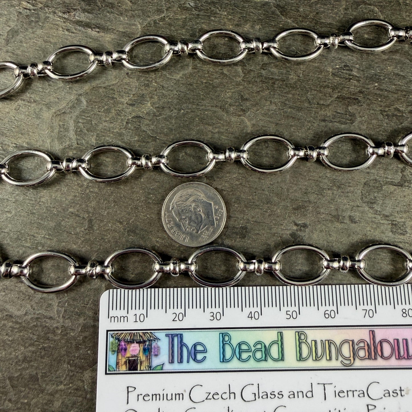 Chain by the Foot - Large Oval Statement Chain, Unwelded 16x11x2mm Iron Links, Platinum Color (T005-04P) * 1 Yard