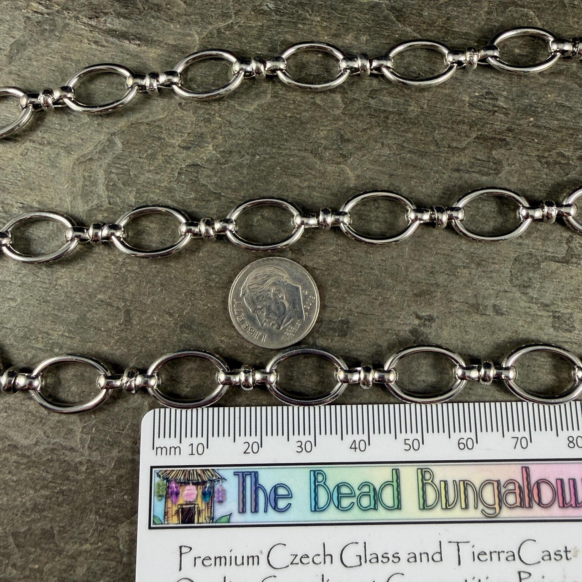 Chain by the Foot - Large Oval Statement Chain, Unwelded 16x11x2mm Iron Links, Platinum Color (T005-04P) * 1 Yard