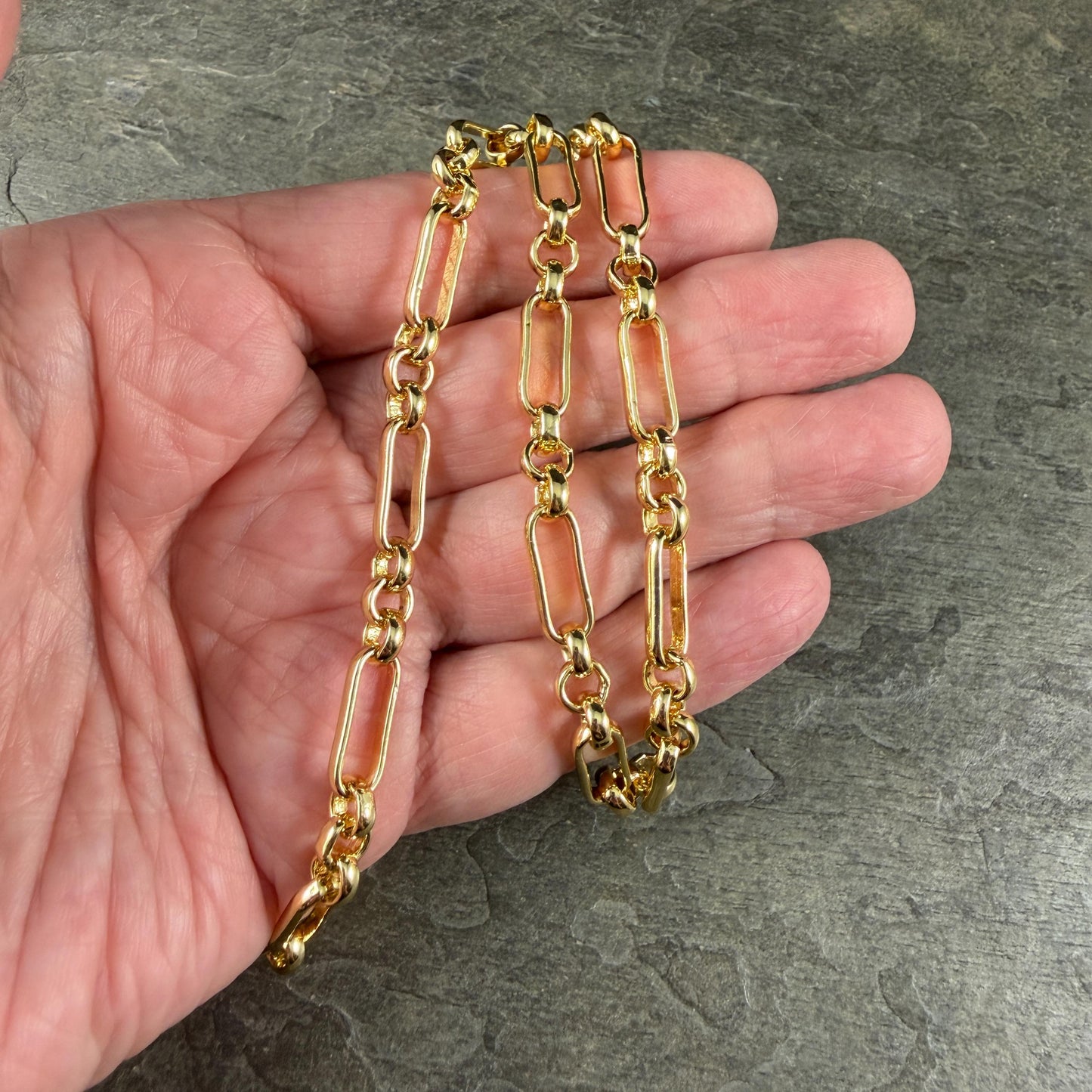 Chain by the Foot - 18k Gold Plated Brass Chain, Soldered Rolo and Oval Links (CHC-G007-06G) * 18" Length