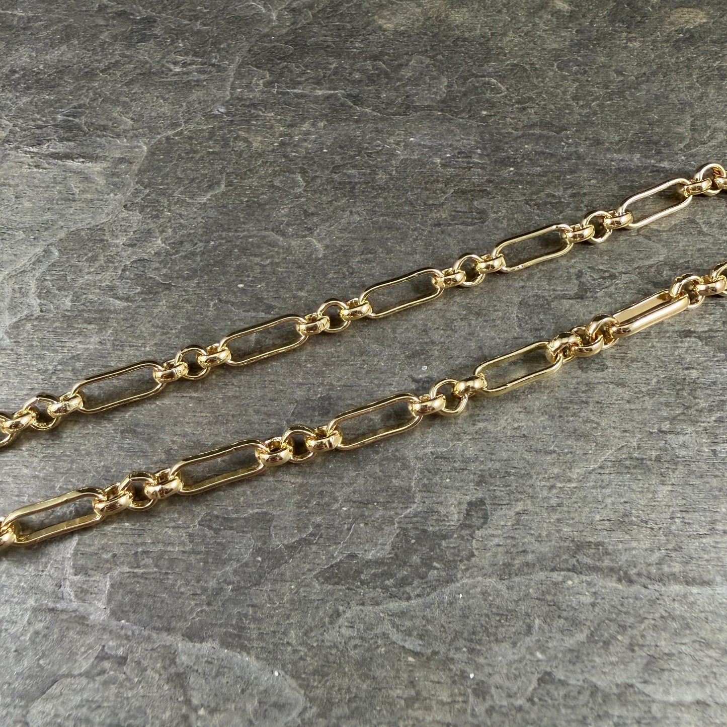Chain by the Foot - 18k Gold Plated Brass Chain, Soldered Rolo and Oval Links (CHC-G007-06G) * 18" Length