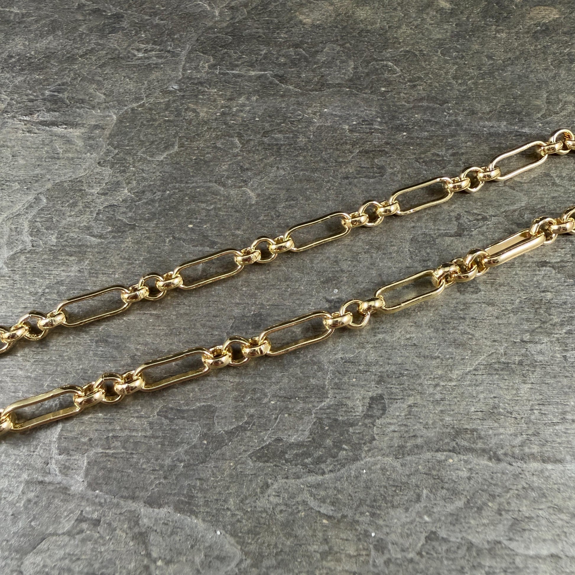 Chain by the Foot - 18k Gold Plated Brass Chain, Soldered Rolo and Oval Links (CHC-G007-06G) * 18" Length