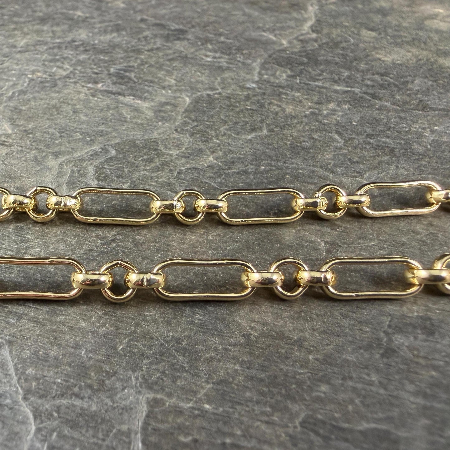 Chain by the Foot - 18k Gold Plated Brass Chain, Soldered Rolo and Oval Links (CHC-G007-06G) * 18" Length
