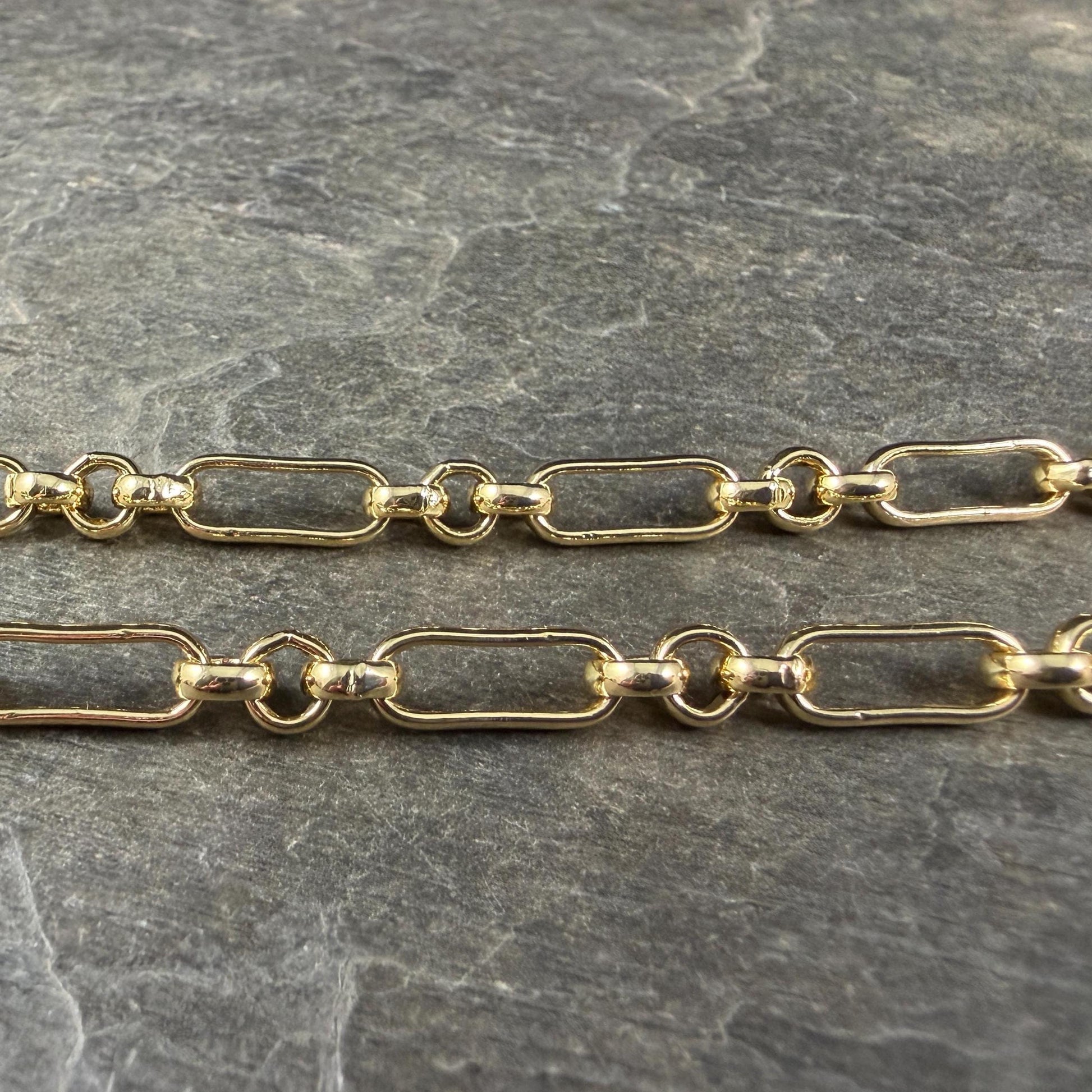 Chain by the Foot - 18k Gold Plated Brass Chain, Soldered Rolo and Oval Links (CHC-G007-06G) * 18" Length