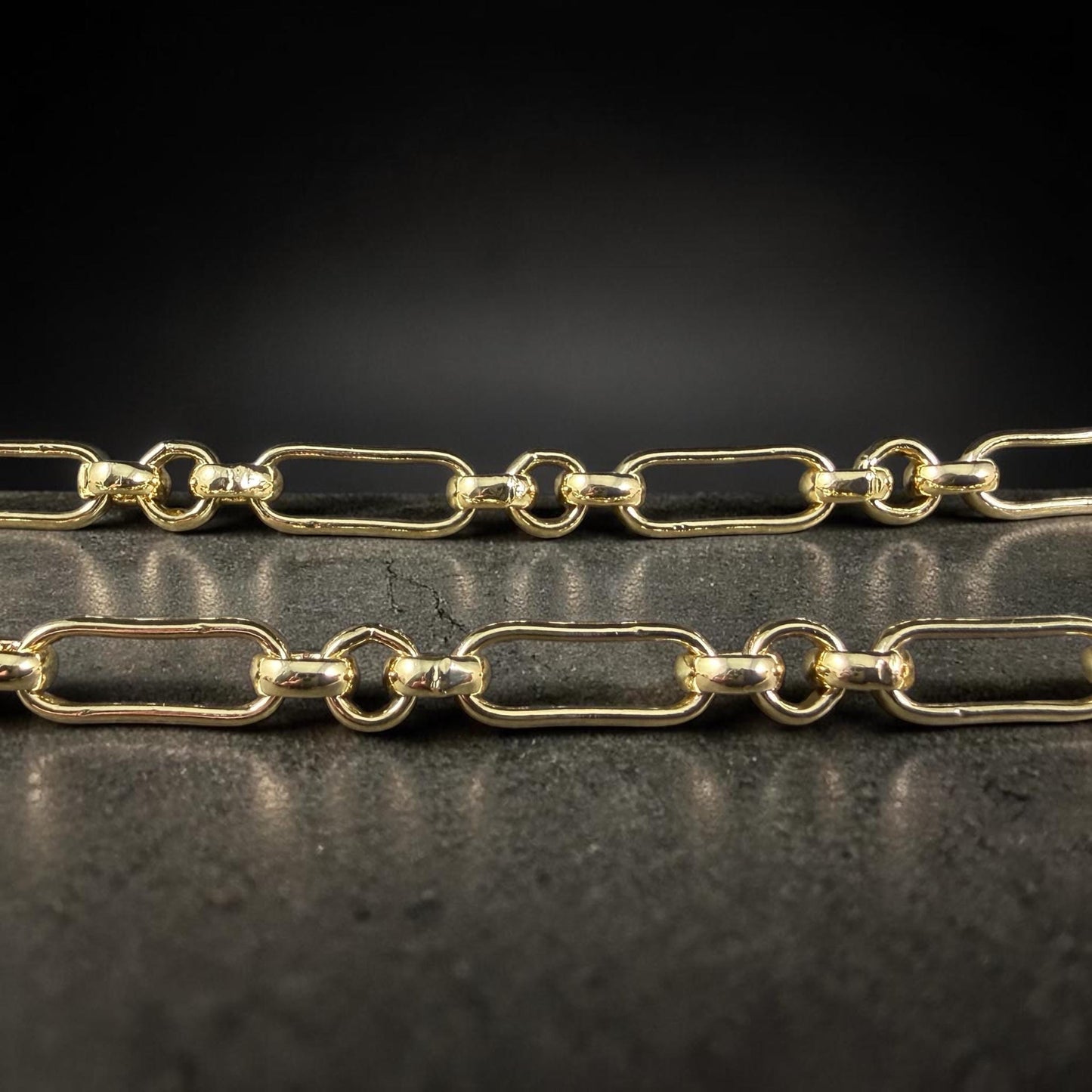 Chain by the Foot - 18k Gold Plated Brass Chain, Soldered Rolo and Oval Links (CHC-G007-06G) * 18" Length