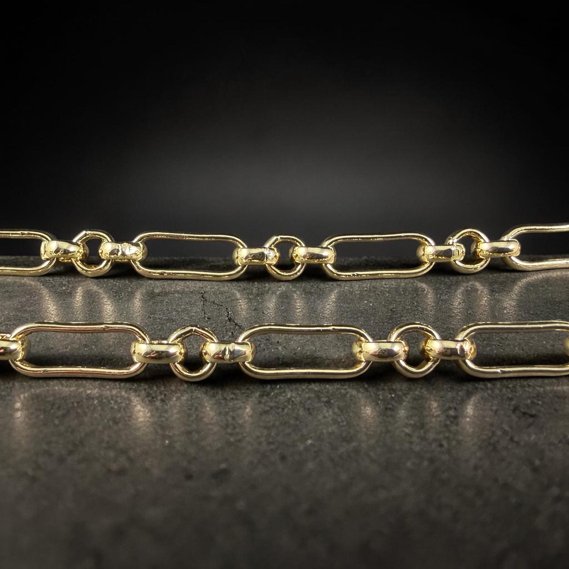 Chain by the Foot - 18k Gold Plated Brass Chain, Soldered Rolo and Oval Links (CHC-G007-06G) * 18" Length